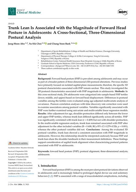 Journal of Clinical Medicine 게재 논문 표지